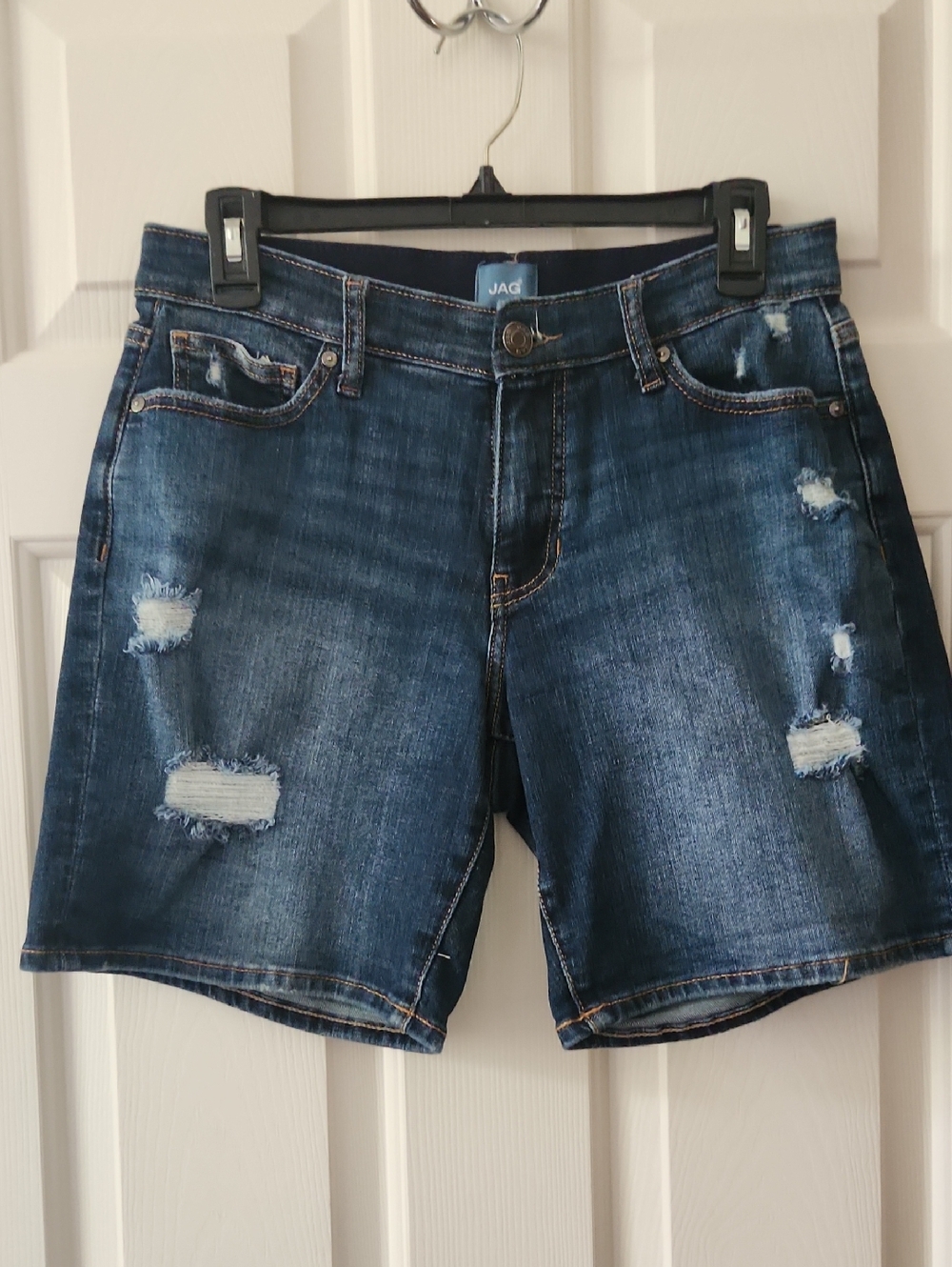 JAG Distressed Dark Blue Denim Shorts